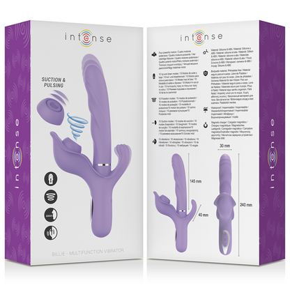 INTENSE - BILLIE MULTIFUNCTIONAL RECHARGEABLE SUCTION VIBRATOR WITH PURPLE PUSH BUTTON - My naughty haven #