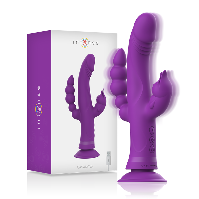INTENSE - CASANOVA RABBIT SILICONE VIBRATOR TRIPLE MOTOR PURPLE - My naughty haven #