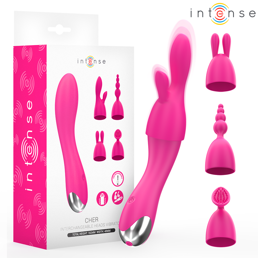 INTENSE - CHER VIBRATOR WITH 20 PATTERNS AND INTERCHANGEABLE HEADS - My naughty haven #
