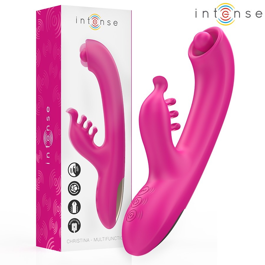INTENSE - CHRISTINA MULTIFUNCTION RABBIT VIBRATOR 22.5 CM PINK - My naughty haven #