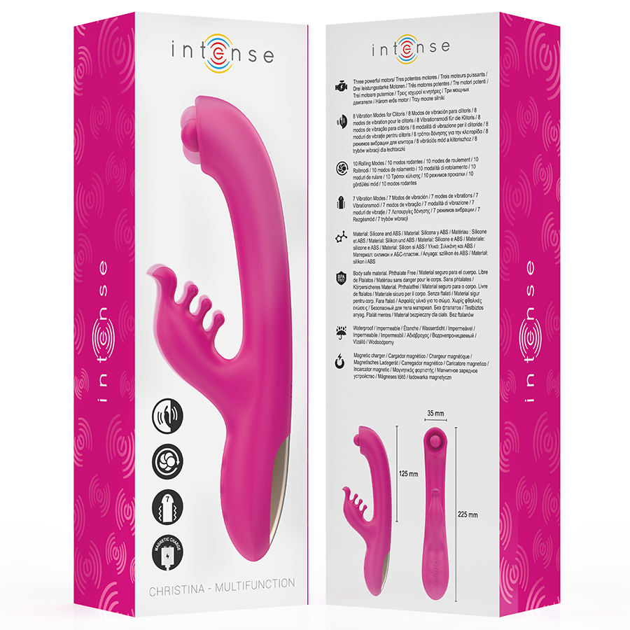 INTENSE - CHRISTINA MULTIFUNCTION RABBIT VIBRATOR 22.5 CM PINK - My naughty haven #