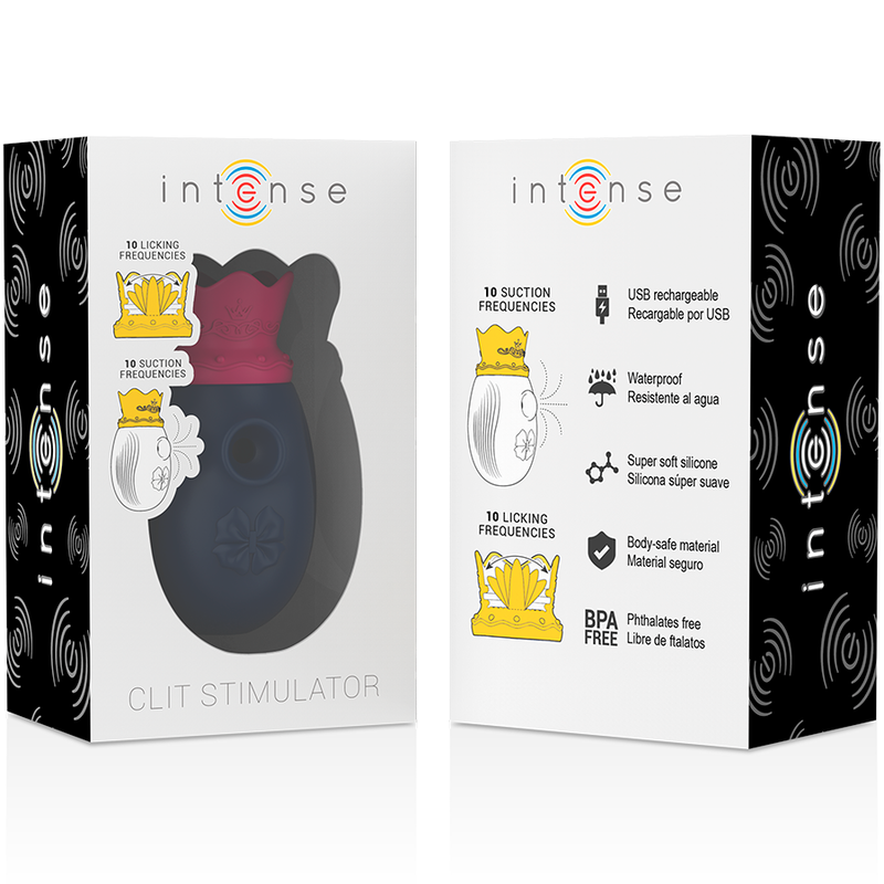 INTENSE - CLITORIS STIMULATOR 10 SUCTION AND LICKING MODES - BLUE - My naughty haven #