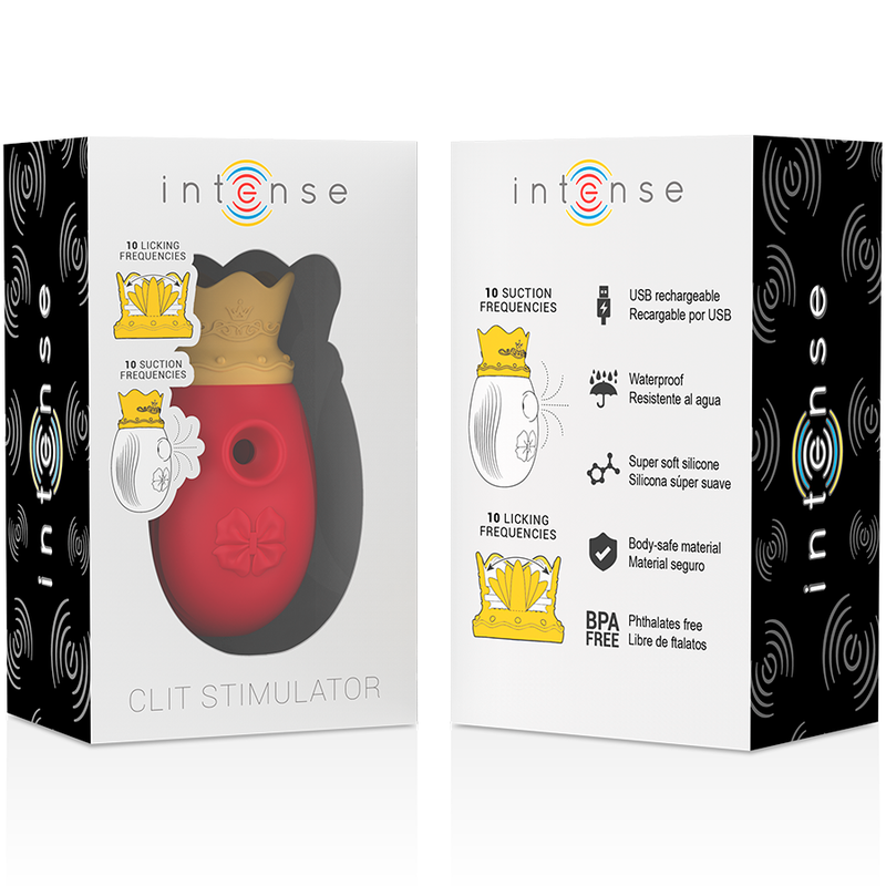 INTENSE - CLITORIS STIMULATOR 10 SUCTION AND LICKING MODES - RED - My naughty haven #