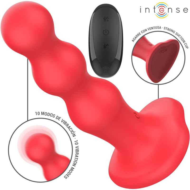INTENSE - CODY VIBRATOR WITH SUCTION CUP RED REMOTE CONTROL - My naughty haven #