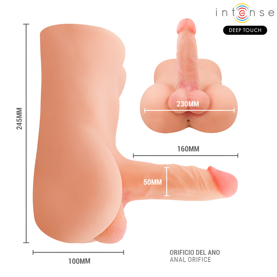 INTENSE DEEP TOUCH - DAMIEN TORSO WITH REALISTIC DILDO WITH PUSHING AND VIBRATION REMOTE CONTROL 3.5 KG - My naughty haven #