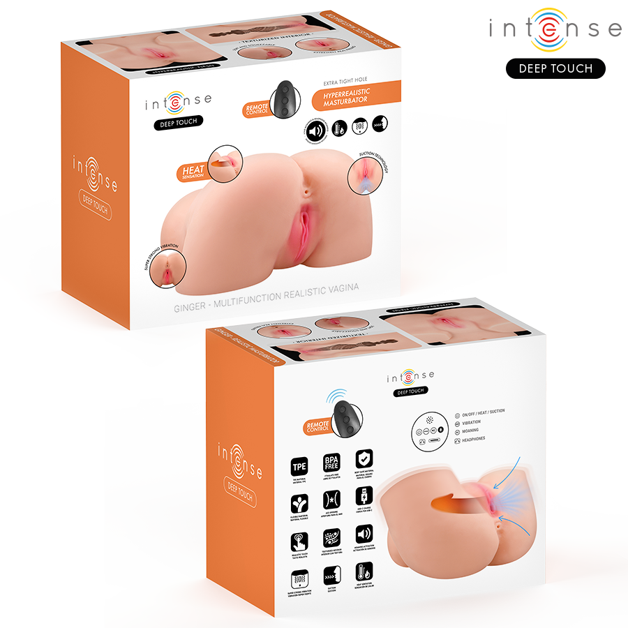 INTENSE DEEP TOUCH - GINGER VAGINAL MASTURBATOR WITH SUCTION, HEAT, VIBRATION AND VOICE EFFECTS WITH REMOTE CONTROL 5.3 KG - My naughty haven #