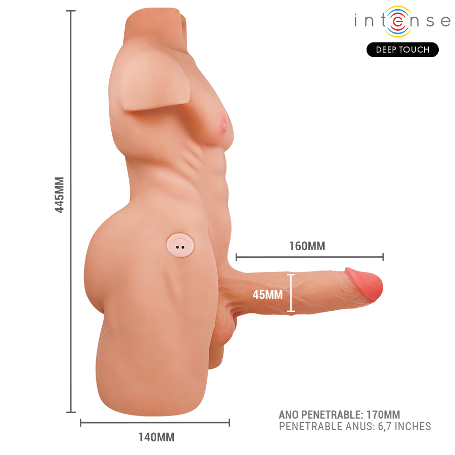 INTENSE DEEP TOUCH - MARTY TORSO WITH ANUS AND REALISTIC DILDO WITH PUSHING AND VIBRATION, REMOTE CONTROL, 6.2 KG - My naughty haven #
