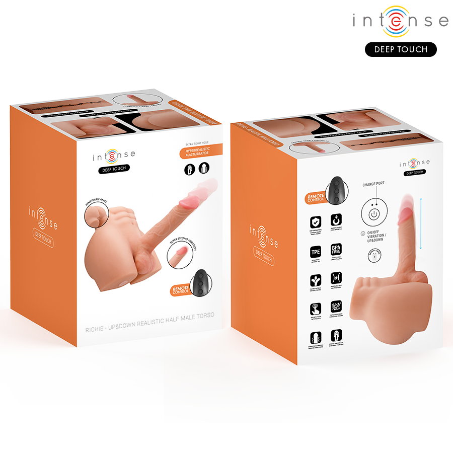 INTENSE DEEP TOUCH - RICHIE TORSO WITH ANUS AND REALISTIC DILDO WITH PUSHING AND VIBRATION REMOTE CONTROL 4.7 KG - My naughty haven #