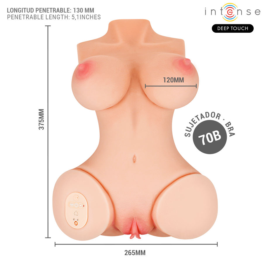 INTENSE DEEP TOUCH - VERO TORSO VAGINA WITH SUCTION, HEAT, VIBRATION AND VOICE EFFECTS WITH REMOTE CONTROL 5.5 KG - My naughty haven #