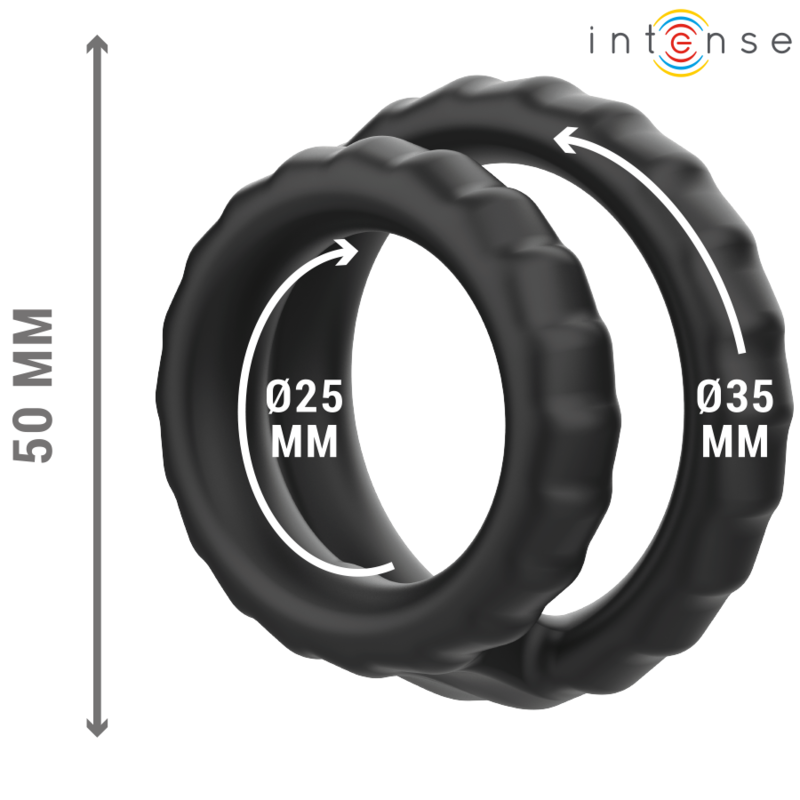 INTENSE - DEWEY DOUBLE SILICONE PENIS RING BLACK MODEL 2 - My naughty haven #