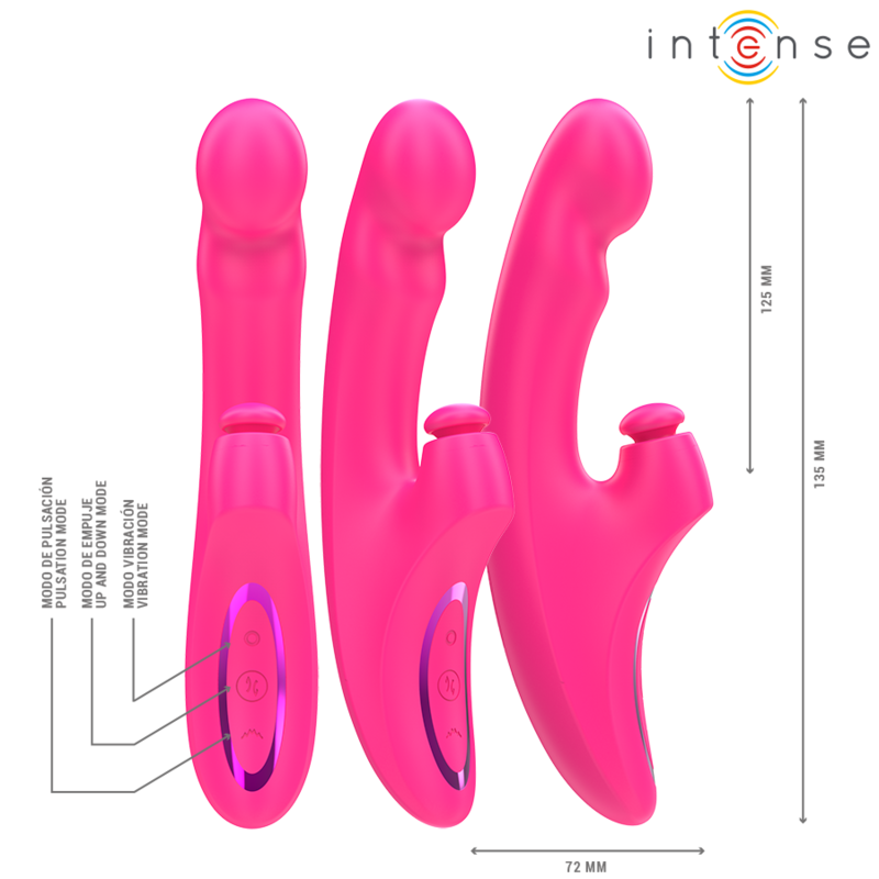INTENSE - EMI VIBRATOR 13.5 CM MULTIFUNCTION 3 IN 1 10 VIBRATIONS PINK - My naughty haven #