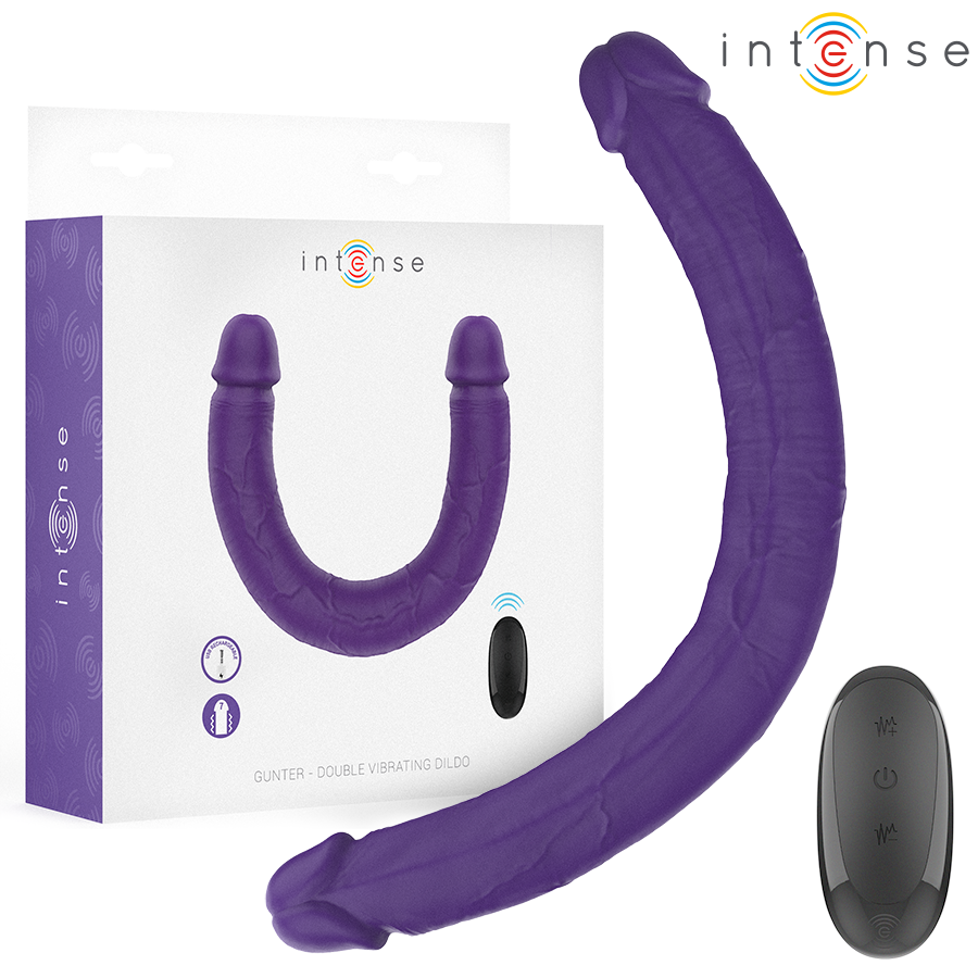 INTENSE - GUNTER DILDO DOUBLE VIBRATOR 40 CM PURPLE REMOTE CONTROL - My naughty haven #