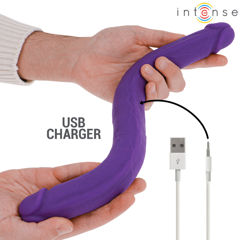 INTENSE - GUNTER DILDO DOUBLE VIBRATOR 40 CM PURPLE REMOTE CONTROL - My naughty haven #
