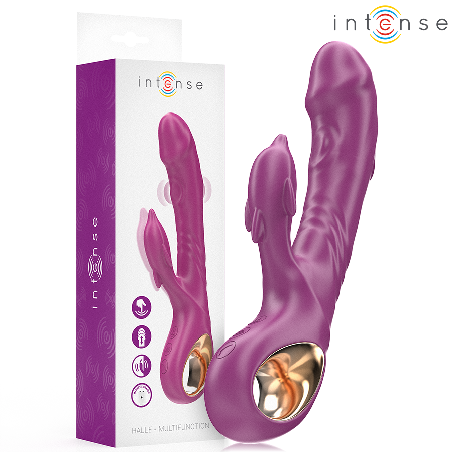 INTENSE - HALLE MULTIFUNCTION VIBRATOR WITH DOLPHIN STIMULATING TONGUE PURPLE - My naughty haven #