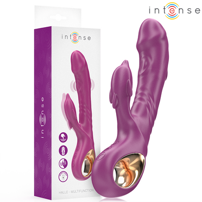 INTENSE - HALLE MULTIFUNCTION VIBRATOR WITH DOLPHIN STIMULATING TONGUE PURPLE - My naughty haven #