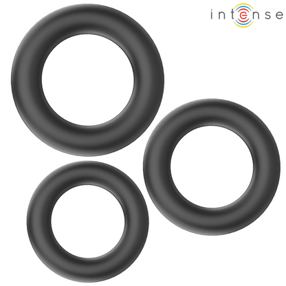 INTENSE - HUGH 3 BASIC SILICONE PENIS RINGS BLACK - My naughty haven #