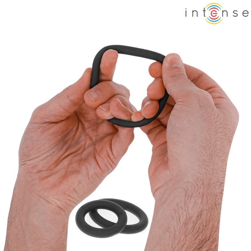 INTENSE - HUGH 3 BASIC SILICONE PENIS RINGS BLACK - My naughty haven #