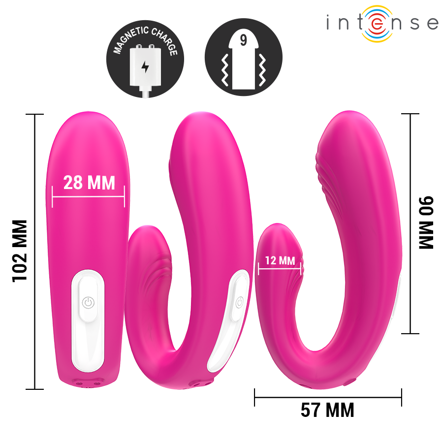 INTENSE - JANET DUAL U-SHAPED STIMULATOR AND VIBRATOR WITH REMOTE CONTROL PINK - My naughty haven #