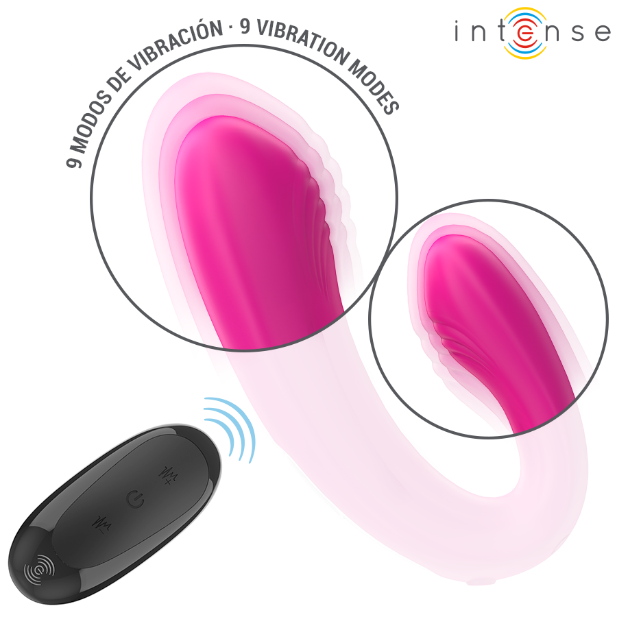 INTENSE - JANET DUAL U-SHAPED STIMULATOR AND VIBRATOR WITH REMOTE CONTROL PINK - My naughty haven #