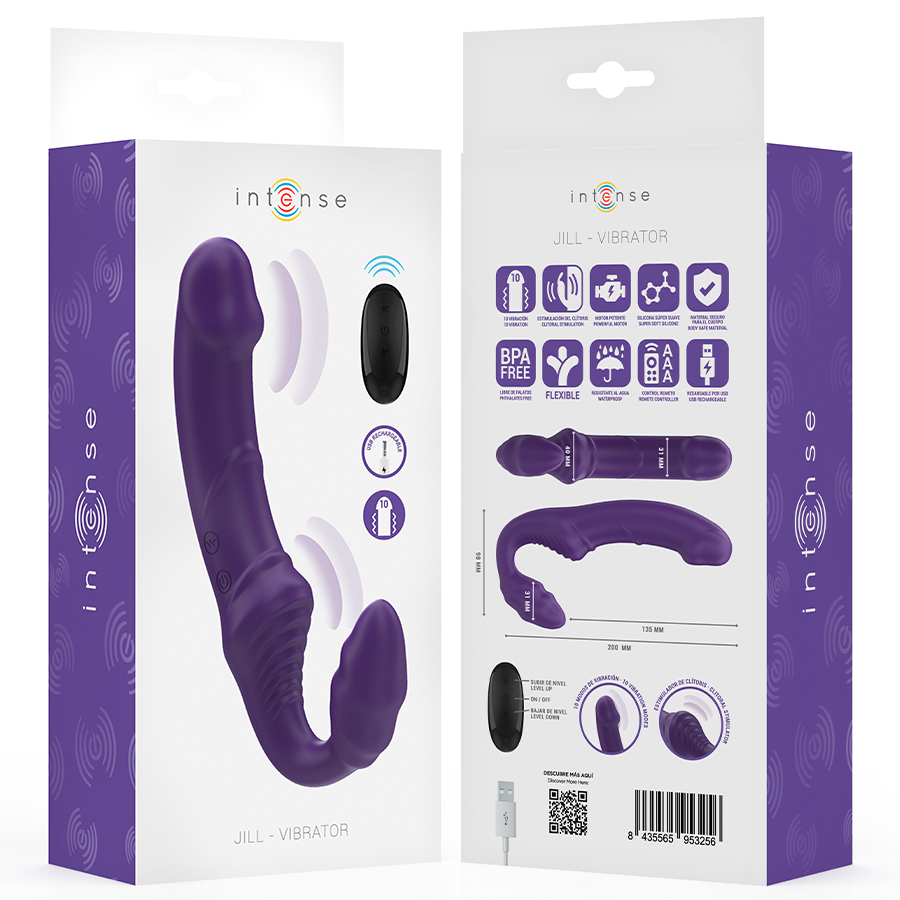 INTENSE - JILL DOUBLE VIBRATOR 20 CM PURPLE REMOTE CONTROL - My naughty haven #