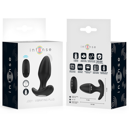 INTENSE - JOEY ANAL PLUG 10 VIBRATIONS BLACK REMOTE CONTROL - My naughty haven #