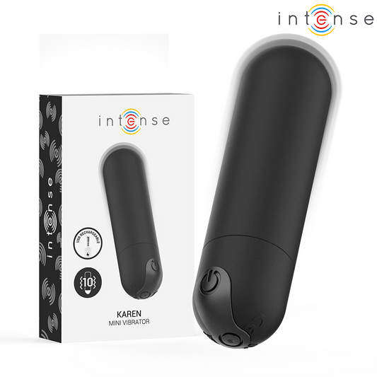 INTENSE - KAREN MINI RECHARGEABLE VIBRATING BULLET BLACK - My naughty haven #