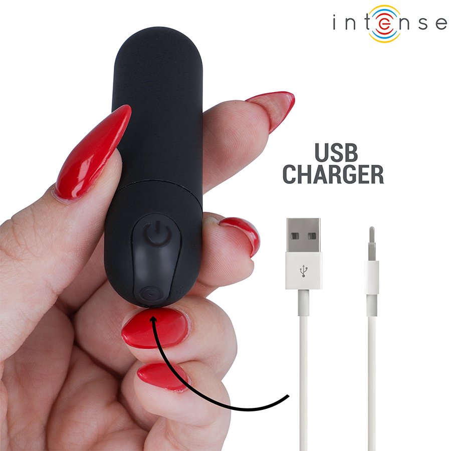 INTENSE - KAREN MINI RECHARGEABLE VIBRATING BULLET BLACK - My naughty haven #
