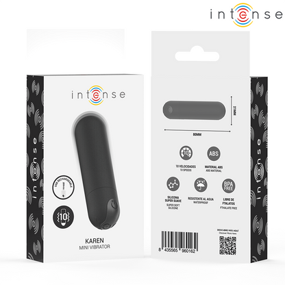 INTENSE - KAREN MINI RECHARGEABLE VIBRATING BULLET BLACK - My naughty haven #