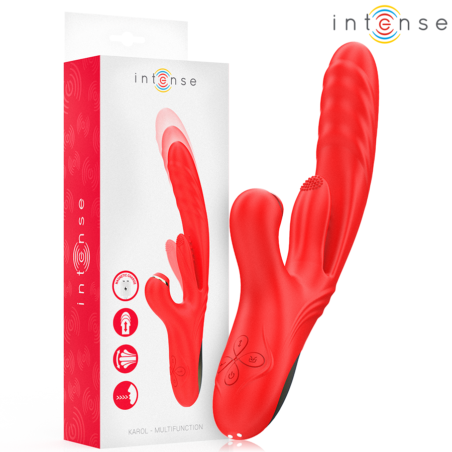INTENSE - KAROL MULTIFUNCTION VIBRATOR THRUST & STIMULATION & STIMULATING WAVES RED - My naughty haven #