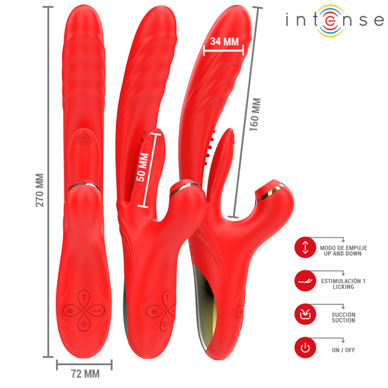 INTENSE - KAROL MULTIFUNCTION VIBRATOR THRUST & STIMULATION & STIMULATING WAVES RED - My naughty haven #
