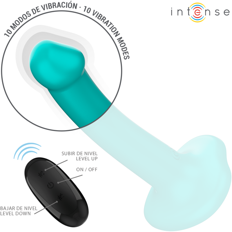 INTENSE - KATIE VIBRATOR WITH SUCTION CUP 10 VIBRATIONS BLUE REMOTE CONTROL - My naughty haven #