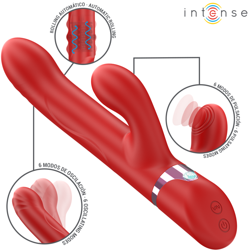 INTENSE - LELE MULTIFUNCTION VIBRATOR ROTATING & OSCILLATION & STIMULATION RED - My naughty haven #