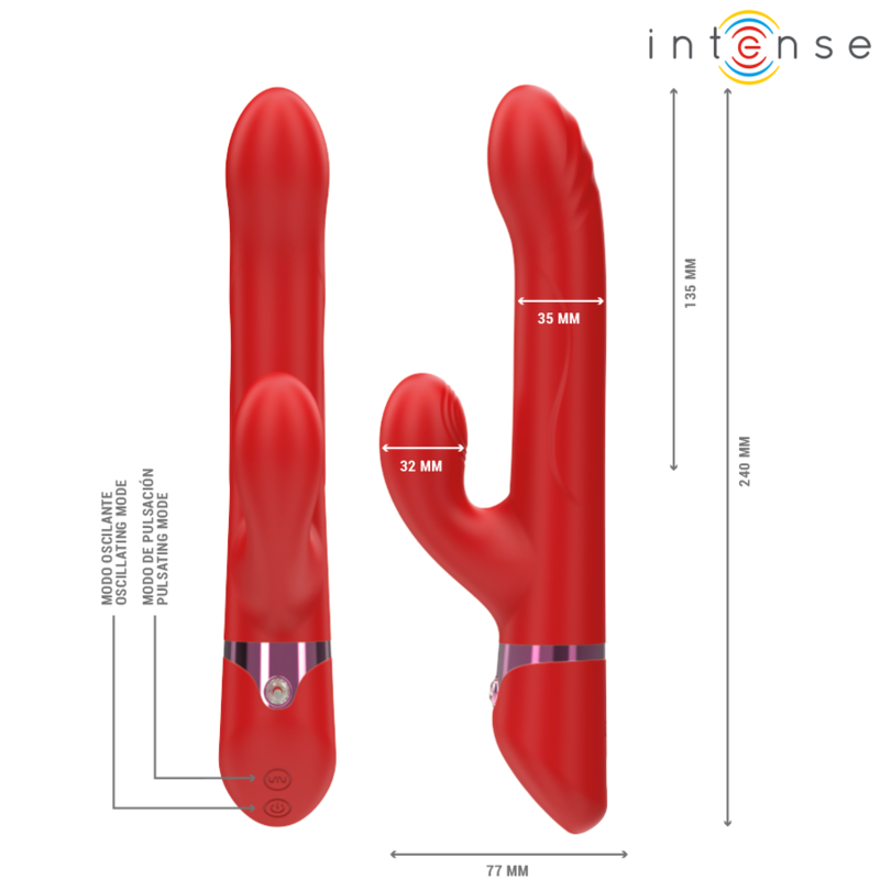 INTENSE - LELE MULTIFUNCTION VIBRATOR ROTATING & OSCILLATION & STIMULATION RED - My naughty haven #