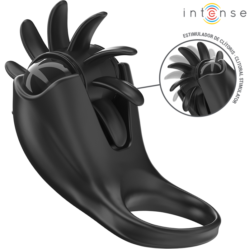 INTENSE - MABEL VIBRATING RING 10 VIBRATIONS WITH CLITORIS STIMULATOR BLACK - My naughty haven #