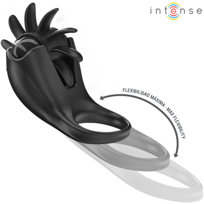 INTENSE - MABEL VIBRATING RING 10 VIBRATIONS WITH CLITORIS STIMULATOR BLACK - My naughty haven #