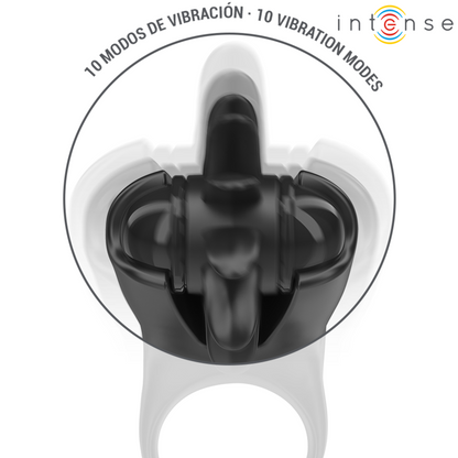 INTENSE - MABEL VIBRATING RING 10 VIBRATIONS WITH CLITORIS STIMULATOR BLACK - My naughty haven #