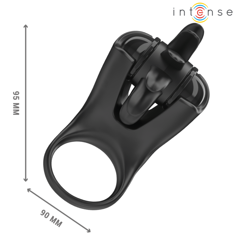 INTENSE - MABEL VIBRATING RING 10 VIBRATIONS WITH CLITORIS STIMULATOR BLACK - My naughty haven #