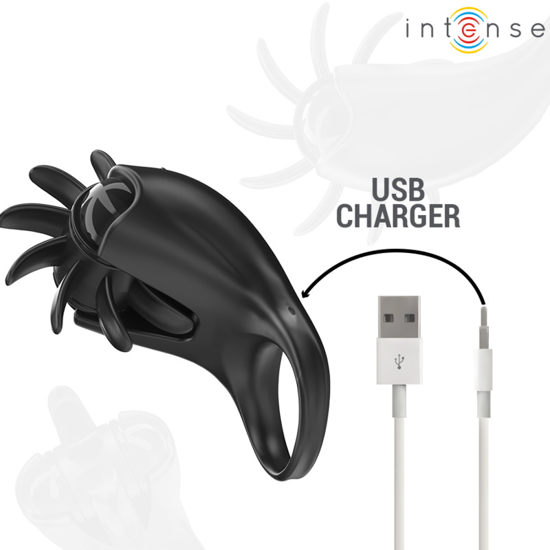 INTENSE - MABEL VIBRATING RING 10 VIBRATIONS WITH CLITORIS STIMULATOR BLACK - My naughty haven #