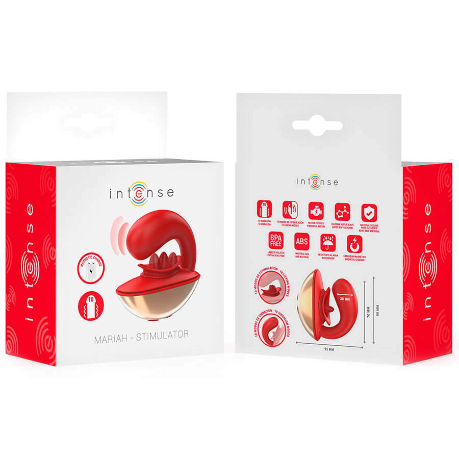 INTENSE - MARIAH VIBRATOR & STIMULATOR IN U SHAPE 10 VIBRATIONS RED - My naughty haven #
