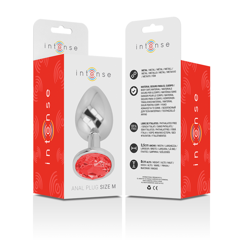 INTENSE - METAL ANAL PLUG WITH RED CRYSTAL SIZE M - My naughty haven #