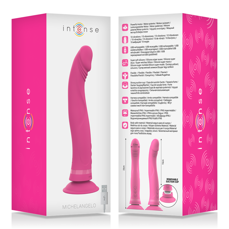 INTENSE - MICHELANGELO PINK SILICONE VIBRATOR DILDO - My naughty haven #