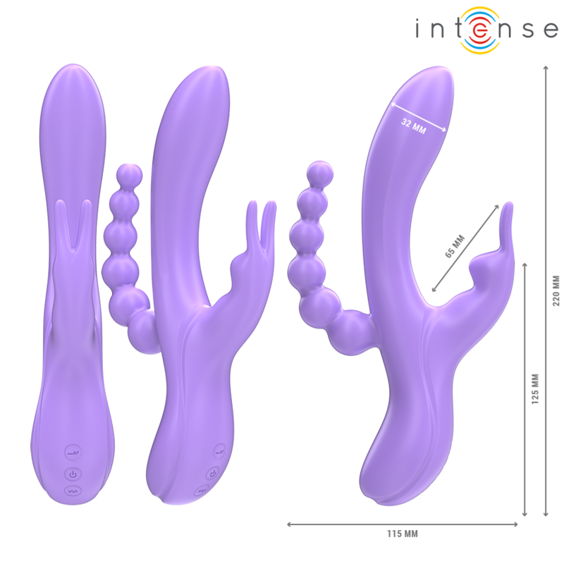INTENSE - MIKO TRIPLE VIBRATOR RABBIT & STIMULATOR & ANAL 7 VIBRATIONS PURPLE - My naughty haven #