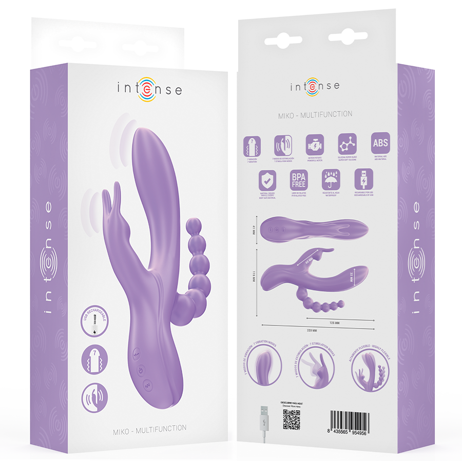 INTENSE - MIKO TRIPLE VIBRATOR RABBIT & STIMULATOR & ANAL 7 VIBRATIONS PURPLE - My naughty haven #