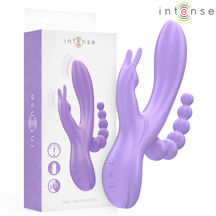 INTENSE - MIKO TRIPLE VIBRATOR RABBIT & STIMULATOR & ANAL 7 VIBRATIONS PURPLE - My naughty haven #