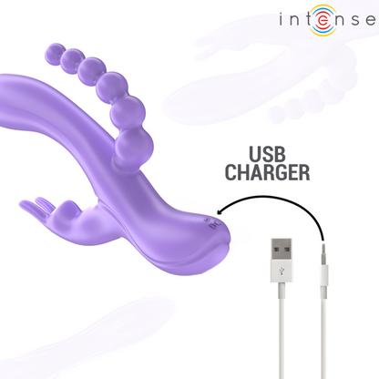 INTENSE - MIKO TRIPLE VIBRATOR RABBIT & STIMULATOR & ANAL 7 VIBRATIONS PURPLE - My naughty haven #
