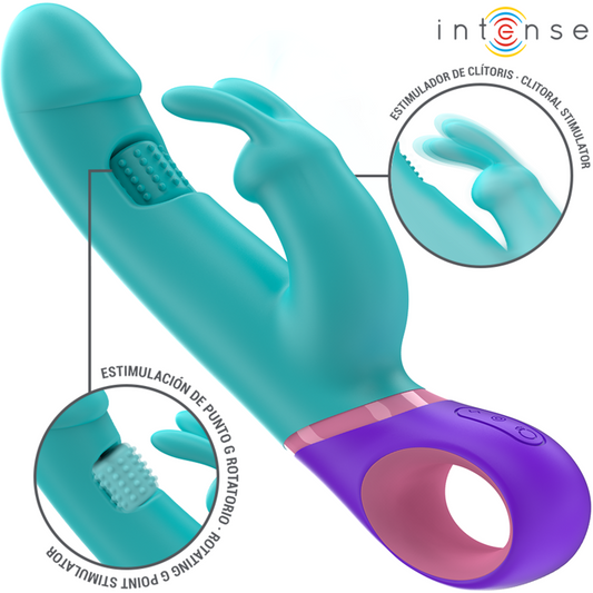 INTENSE - MONICA RABBIT VIBRATOR WITH ROTATING G-SPOT STIMULATOR BLUE - My naughty haven #