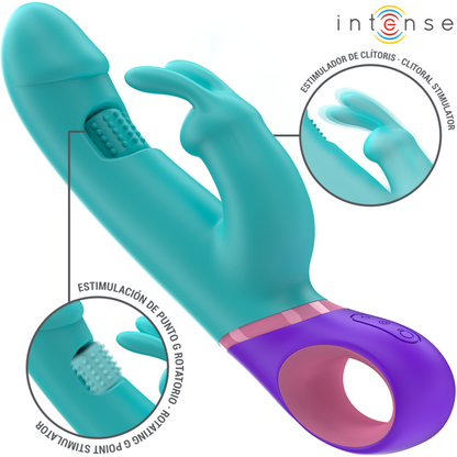 INTENSE - MONICA RABBIT VIBRATOR WITH ROTATING G-SPOT STIMULATOR BLUE - My naughty haven #