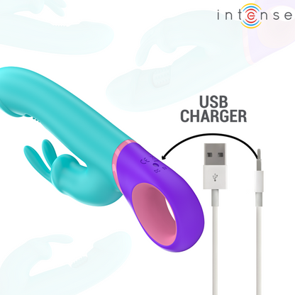 INTENSE - MONICA RABBIT VIBRATOR WITH ROTATING G-SPOT STIMULATOR BLUE - My naughty haven #