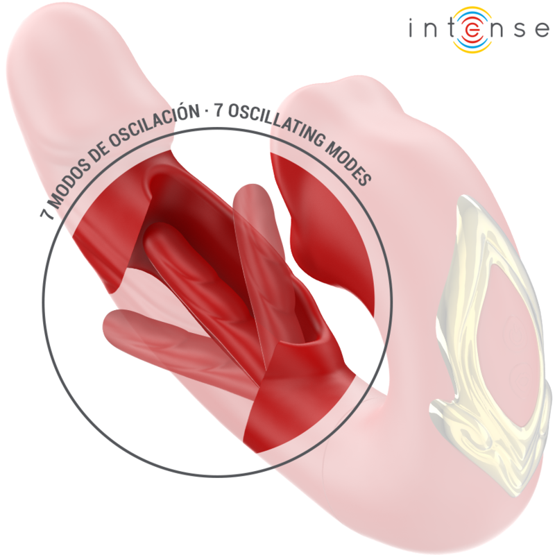INTENSE - NATHY DOUBLE VIBRATOR WITH MULTIFUNCTION STIMULATING MOUTH RED - My naughty haven #