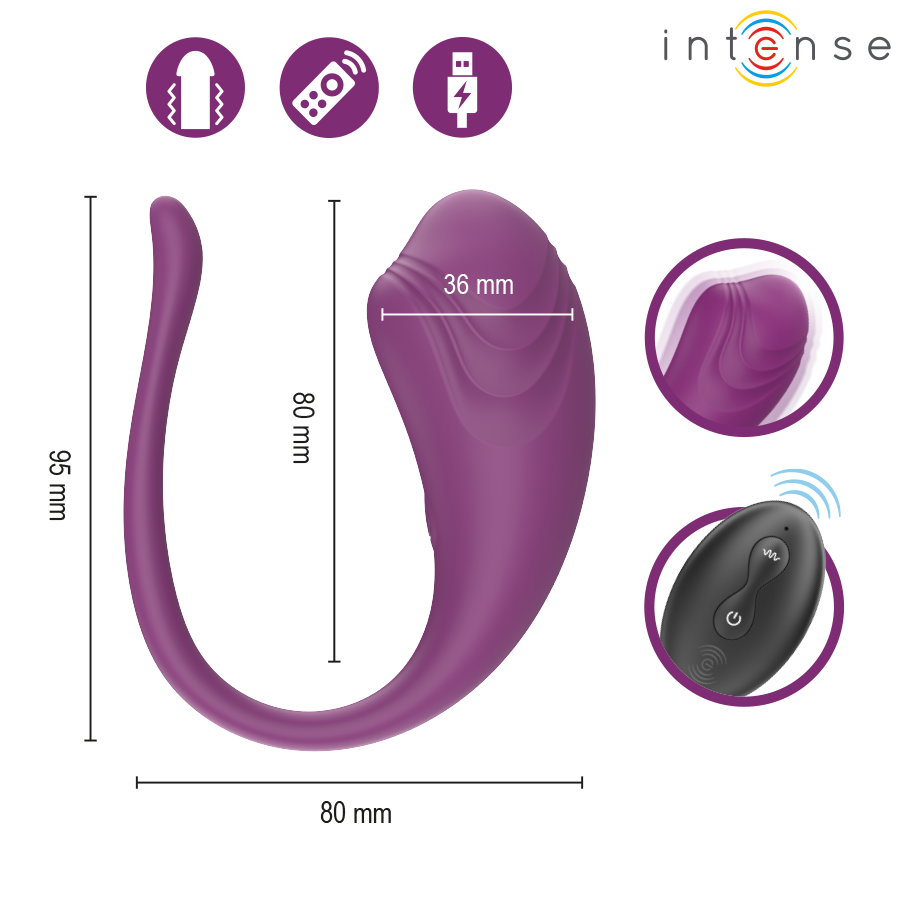 INTENSE - OLIVIA PURPLE VIBRATING EGG WITH REMOTE CONTROL - My naughty haven #